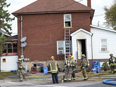 Firefighters were on the scene of a fire at a three-unit apartment on Frood Road and Bloor Street in on Monday.