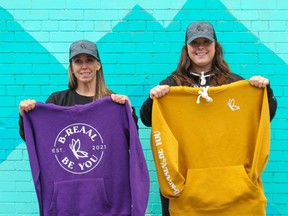 Samantha Fabiilli and Jennifer Santerre-Smith are launching their B-REAAL Be You apparel on Oct. 10, with five per cent of the company's profits to benefit the Centre for Addiction and Mental Health.