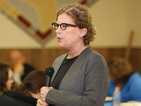 Carol Kauppi, of the Centre for Research in Social Justice and Policy at Laurentian University, makes a presentation on homelessness in Greater Sudbury at the N'Swakamok Native Friendship Centre on  Nov. 13, 2015.
