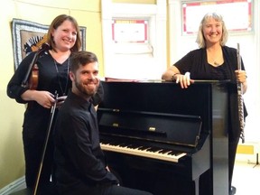 Bluewater Chamber Players members Caitlyn Mason (left), Dan Sonier and Tessa Catton pose with their instruments. The newly-formed musical group is putting on a series of upcoming in-person concerts beginning on Oct. 24. Handout/Sarnia This Week