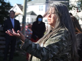 Crystal Semaganis a Plains Cree woman now living in Timmins, was invited by the Timmins Native Friendship Centre to share her family's story Thursday at a red candle vigil held in honour of missing and murdered Indigenous women and girls.

RON GRECH/The Daily Press