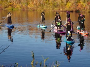 A group of Timmins paddle boarders got into the Halloween spirit a bit early by dressing up and taking part in a witch paddle along the Mattagami River this week.

Supplied