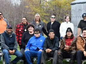 The first intake of students who worked on building cabins for a land-based Wahstaywin carpentry project northeast of Cochrane.

Supplied