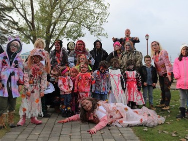 Participants in Saturday's zombie walk gathered in Hollinger Park before heading out.

ANDREW AUTIO/The Daily Press