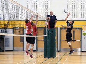 Stan Rekstis officiates a 2019 TVDSB volleyball game at Glendale High School. This year's Thames Valley fall season will only feature league games and playoffs - TVDSB will not participate in WOSSAA or OFSAA. (Chris Abbott/File Photo)