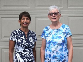 Indira Reynolds, left, and Nancy Lester are once again hosting a virtual Alzheimer Society Coffee Break. They will be accepting donations to the Alzheimer Society until Oct. 31. (Chris Abbott/File Photo)