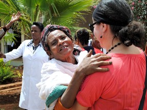 Shelley Green, right, from Mothers with a Heart for Ethiopia meets women in Ethiopia. (Submitted)