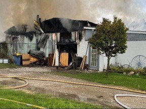 Fire crews from three stations responded to a structure fire on Base Line in Wallaceburg on Oct. 24 that caused an estimated $300,000 damage. Handout