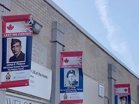 Members of the Royal Canadian Legion in Wallaceburg have erected 54 banners on local streets honouring military veterans from the community, but hope to extend that number this year. Handout