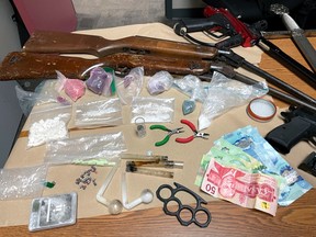 Items seized during a traffic stop Sunday are shown by the Anishinabek Police Service, Nipissing First Nation detachment.
Submitted Photo