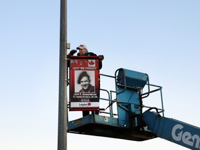 Town public works put up banners honouring local veterans along Hwy. 22 at the end of October.