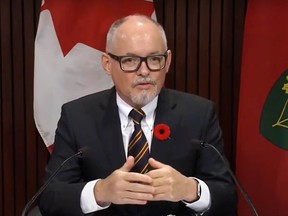 Ontario's chief medical officer, Dr. Kieran Moore, announces the new COVID-19 booster shot program Wednesday at Queen's Park in Toronto.