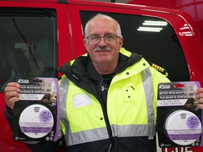 These are the combination smoke and CO alarms Powassan Fire Chief Bill Cox and his firefighters will distribute to 102 households in the Municipality of Powassan. The units are free and will be given out during November over a two- to three-week period.
Kathie Hogan Photo
