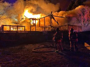 Tuesday's early morning fire along Range Road 232 resulted in a destroyed garage and significant damage to the rural home. Photo courtesy SCES