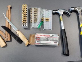 Additional charges were laid Oct. 25 against a 27-year-old Bruce County man after police determined some of the .308-calibre ammunition they seized from him during an earlier arrest was stolen. When arrested on a charge of possession of stolen property, police found suspected methamphetamine and a foldable knife that the man was prohibited from possessing. He was remanded in custody following a bail hearing. [Saugeen Shores Police Service]