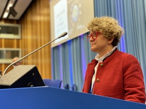Laurie Swami, President and CEO of the NWMO, stresses the importance of international co-operation while at a conference in Vienna, Austria. SUBMITTED