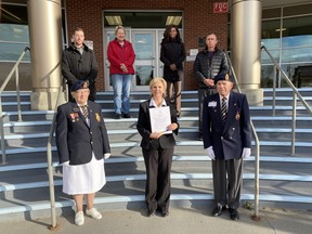 Fort Saskatchewan Mayor Gale Katchur and members of city council proclaimed Poppy Days in the City this week, alongside members of the local Legion. Photo Supplied.