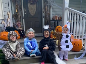Jasper Thompson, Jasmine Garlough, Violet Thompson and Zoey Garlough ready to go trick or treating. SUBMITTED