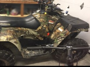 On November 4, 2021 at 4:35 a.m., the South Bruce Ontario Provincial Police (OPP) received a theft report from a residence along South Line in Kincardine Township. The caller just witnessed the theft of a Camo colored Polaris Sportsman 500 All-Terrain Vehicle (ATV) with license #4MY46. The serial number is on file with police.