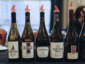 The six Pinot Noirs up in the blind tasting at the 2021 Judgement of Kingston wine-tasting event on Nov. 6 at the Residence Inn by Marriott Kingston Water’s Edge.