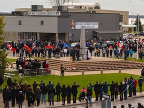 The Quinte West Remembrance Day ceremony in Trenton drew more than 400 people to the event Thursday. ALEX FILIPE