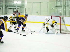 The Morinville Kings defeated the Barons 4-3 in overtime on Nov. 6. (Mik Okheena)