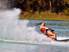 Jaimee Bull races to her third consecutive title in the women's slalom event of the National Collegiate Waterski Championship in October. Bull helped the Ragin Cajuns of the University of Louisiana defend their national title.
Submitted Photo