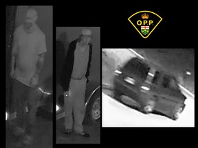 Quinte West OPP are looking for two men and an older Ford Escape in connection with a reported theft in October from a utility trailer in Trenton.