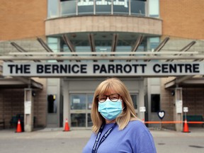 Hastings County long-term care director Debbie Rollins stands outside Hastings Manor in March.