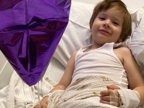 Three-year-old Dawson Viau is undergoing chemotherapy treatment at Children's Hospital of Eastern Ontario for Leukemia. He was brought to the North Bay Regional Health Centre's emergency department with a fever and sore tummy on Nov. 9. A gofundme page has been set-up to help the family deal with unexpected expenses while they remain in Ottawa with Dawson.

Submitted