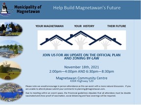 Residents of the Municipality of Magnetawan are encouraged to attend an open house Nov. 18 to talk about the updated official plan the municipality is putting together.