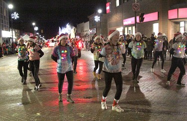 Students from various dance schools in Timmins performed during the Santa Claus Parade Saturday night.

RON GRECH/The Daily Press