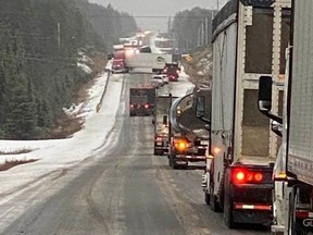 Highway 11 North is closed following a jackknifed tractor trailer that occurred this morning around 9:30 a.m.