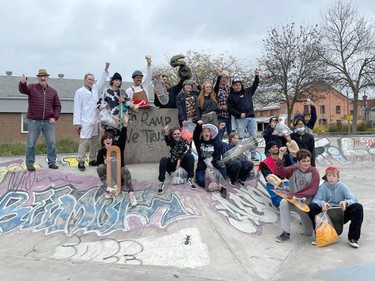 Winners of the Trick or No Treat skateboard competition held at the Rapids Skate Park in Pembroke on Oct. 30 along with event organizers gather for a photo following the competition. Submitted photo
