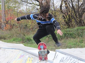 Dash Blues competing at the Trick or No Treat skateboard competition held at the Rapids Skate Park in Pembroke. Anthony Dixon