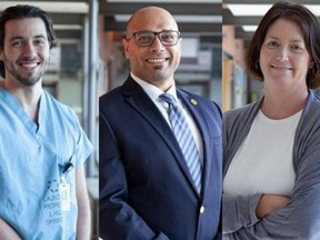 The Chatham-Kent Health Alliance has announced the addition of new physicians. Dr. Matthew Renaud, left, joins as an emergency medicine physician, while Dr. Yasser Soliman joins the pediatrics department and Dr. Stacey Speer joins as a radiologist. (Handout)