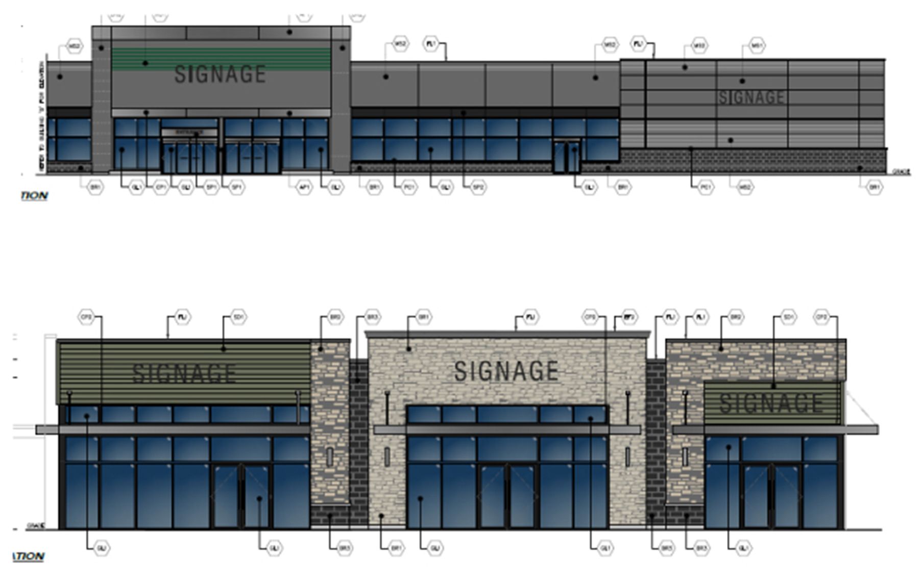 This is what Saugeen Shores Shopping Centre Inc. (Westdell Corp) has planned for its multi-building commercial plaza in Port Elgin on Goderich St. at Devonshire Rd. that will include a grocery store, restaurant, outside sales and a rumoured Starbucks. [Town of Saugeen Shores]