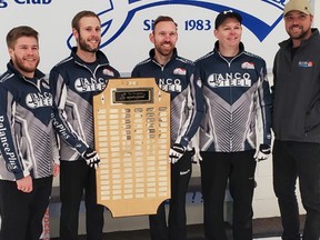 Team Ferris - Pat Ferris, Ian Dickie, Conner Duhaime, and Zack Shurtleff of Grimsby won the SuperSpiel Championship at Port Elgin Curling Club Nov. 12 to 14, 2021. The team returns this year to defend their title. File photo