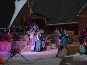 The community is once again being invited to experience the Christmas story in a drive-thru retelling which weaves throughout the community. Pictured is the final stop of last year’s event at Exeter Christian Reformed Church. Dan Rolph