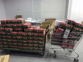 Shoeboxes ready to ship with Operation Christmas Child. (supplied photo)