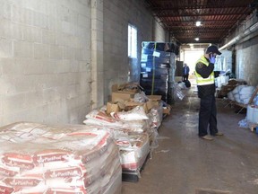 A police officer gathers evidence at the scene of an illegal cannabis growing operation. The OPP’s cannabis enforcement unit has busted 104 grow-operations between December 2018 and July 2021. (OPP supplied photo)