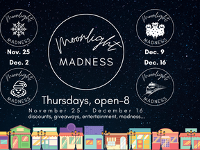 Downtown retailers will be open late on four consecutive Thursday evenings as part of Moonlight Madness. (Main Street Leduc)