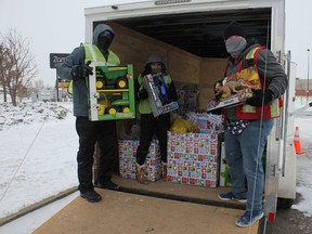 Leduc Santa’s Helpers held a toy drive Nov. 20 that collected more than 300 items. The non-profit society is expecting to help about 200 families this Christmas. (Ted Murphy)