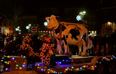 One could say the Canadian Dairy XPO float in Sunday’s Stratford Parade of Lights was udderly perfect. Galen Simmons/The Beacon Herald/Postmedia Network