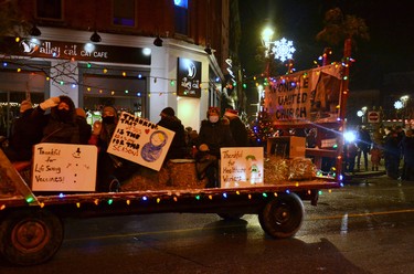 Those riding the Avondale United Church float made sure to thank healthcare workers for all they’ve done during the COVID-19 pandemic. Galen Simmons/The Beacon Herald/Postmedia Network