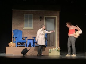The opening scene of "Buying the Moose" hints at the argument that kicks off the comedic perfomance. It features Sarah Foster (Betty) and Bruce Fenton (Rob). Hannah MacLeod/Kincardine News