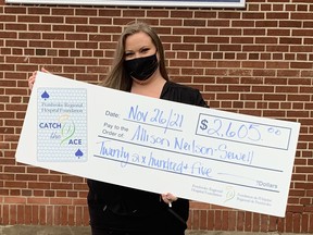 Allison Neilson-Sewell won the weekly prize amount of $2,605 in the week 18 draw of the Pembroke Regional Hospital Foundation's Catch the Ace 3.0 fundraiser. Submitted photo