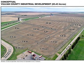 A conceptual drawing of Vulcan County's industrial park.