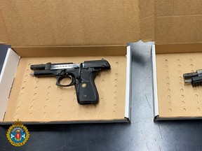 Two handguns seized by Cornwall police during a traffic stop on Wednesday, Nov. 17, 2021.
