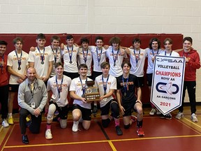 Chippewa Secondary School Boys OFSAA volleyball champs 2021. Photo by Chris McKee.